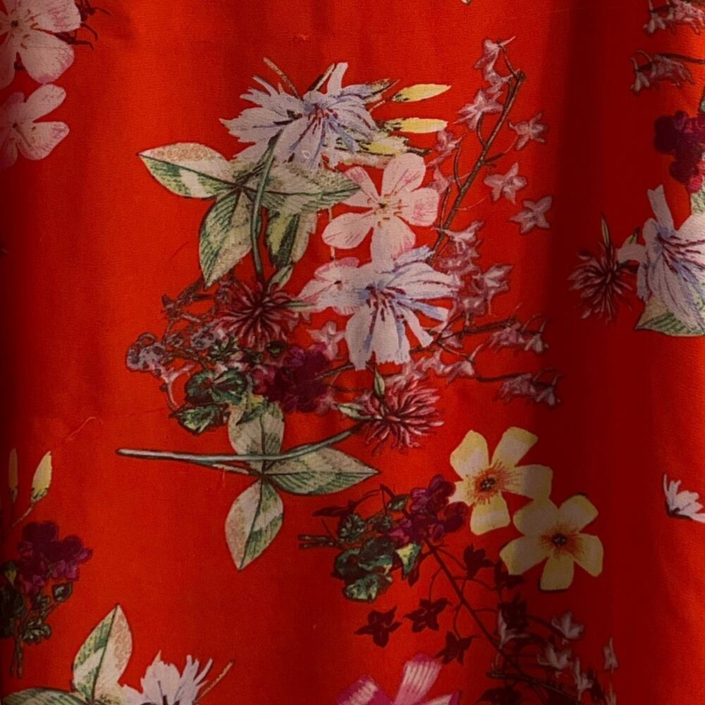 GORGEOUS Rose+Olive Sleeveless Red Print Blouse Sz M - Picture 7 of 8